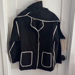 Black with White Trim Sweater Jacket
